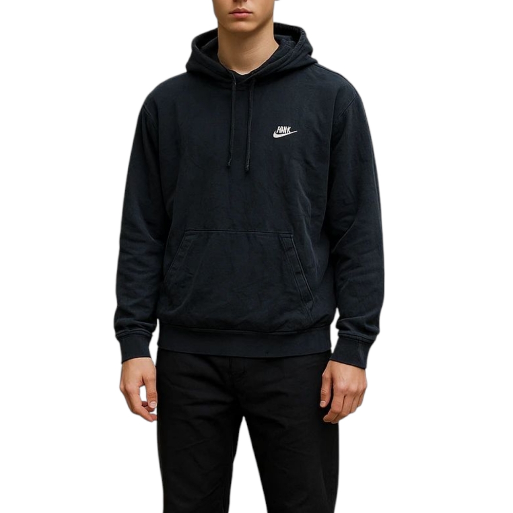 Distressed Nike Black Hoodie Sweatshirt - Pullover - Vintage Style